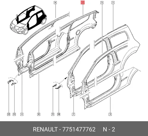 BODY SIDE LEFT RIG 7751477762 RENAULT