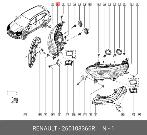 Фара RENAULT 260103366R