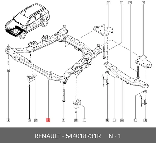 подрамник двигателя!\ Renault 544018731R