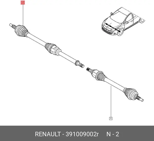 TRANSMISSION AV D 391009002R RENAULT