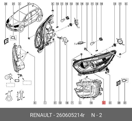 Фара RENAULT 260605214R