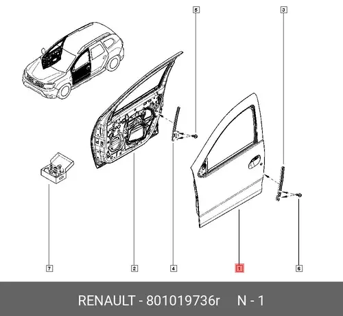 801019736R ДВЕРЬ ПЕР Л RENAULT