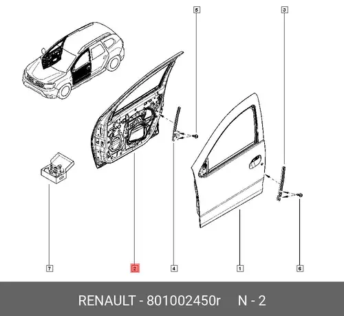 801002450R ДВЕРЬ ПЕР П RENAULT
