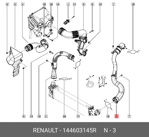 144603145R ПАТРУБОК ВОЗД ВХД ИНТЕРКУЛЛЕРА RENAULT