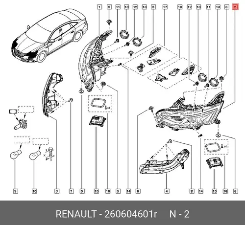 Фара RENAULT 260604601R