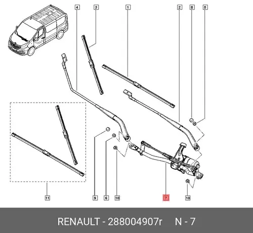 MECHANISM-WS WIPER 288004907R RENAULT