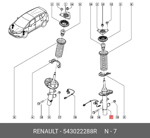 STOSSDAEMPF. RN32 543022288R RENAULT