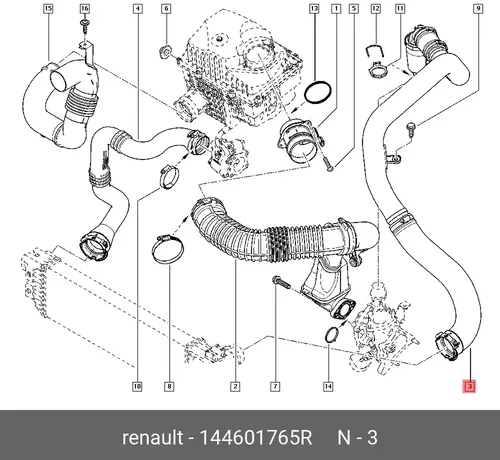 патрубок интеркуллера!\ Renault Master III 14 46 017 65R