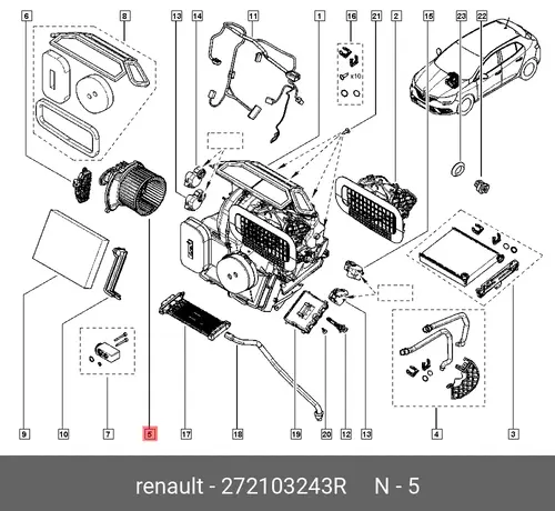 Вентилятор отопителя RENAULT 272103243R