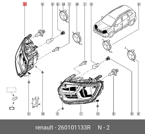 Фара RENAULT 260101133R