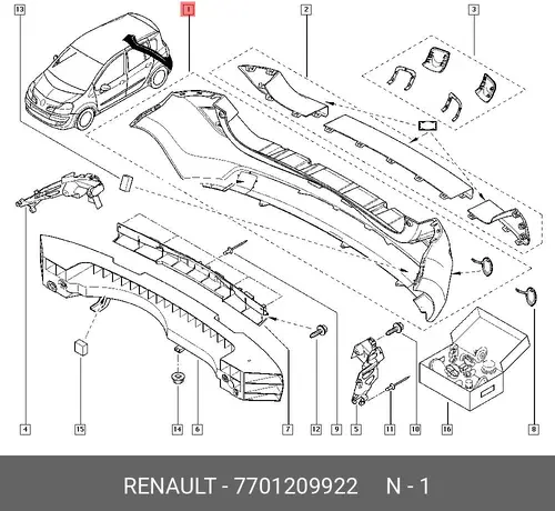 БАМПЕР ЗАДН (ПЛАС) 7701209922 RENAULT