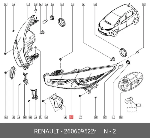 Фара RENAULT 260609522R