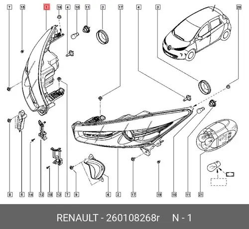 Фара RENAULT 260108268R