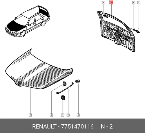 ДВЕРЬ БАГАЖНИКА 7751470116 RENAULT