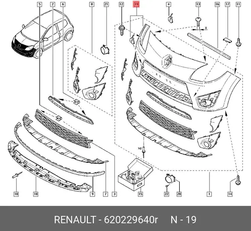 БАМПЕР ПЕР(ПЛАС) 620229640R RENAULT