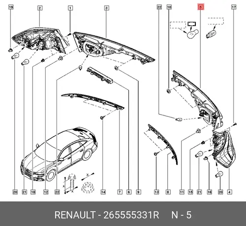 LAMP-TRUNK,RR LH 265555331R RENAULT