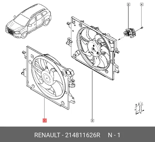 вентилятор охлаждения радиатора! \ Duster 12> 214811626R RENAULT
