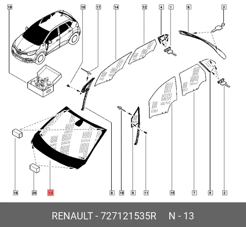 СТЕКЛО ЛОБОВОЕ 727121535R RENAULT
