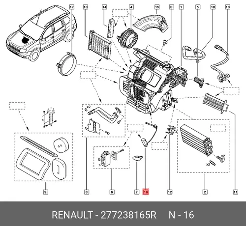 EVAPORATOR SENSOR 277238165R RENAULT