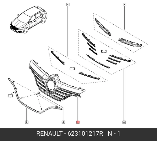 Решетка радиатора RENAULT 623101217R
