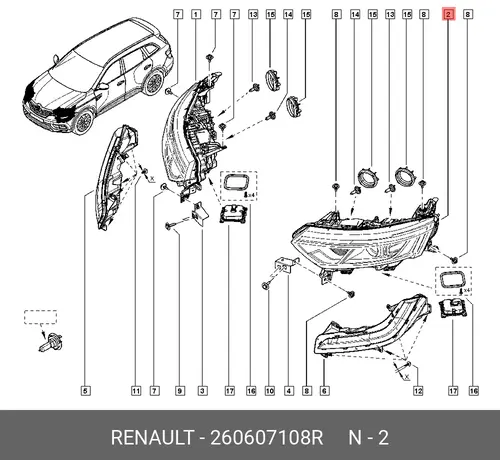 Фара RENAULT 260607108R