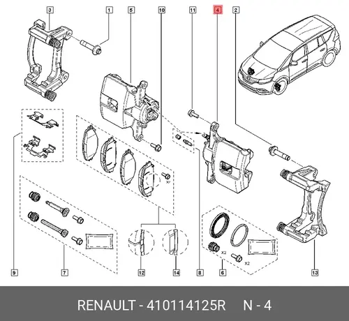 CALIPER FR LH 410114125R RENAULT