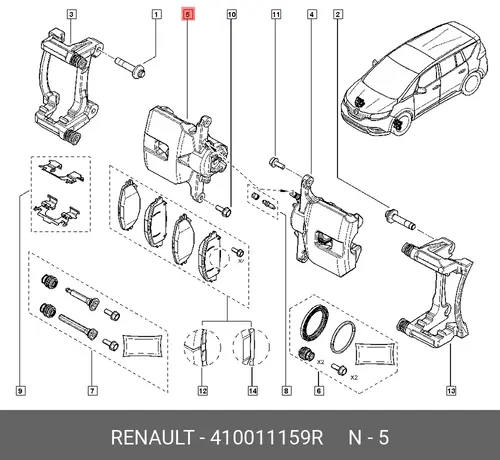 CALIPER FR RH 410011159R RENAULT