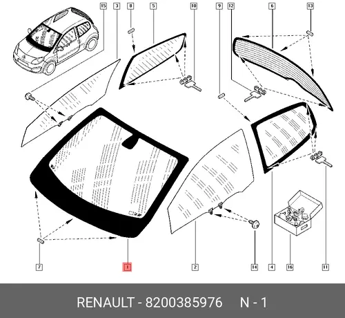 СТЕКЛО ЛОБОВОЕ 8200385976 RENAULT