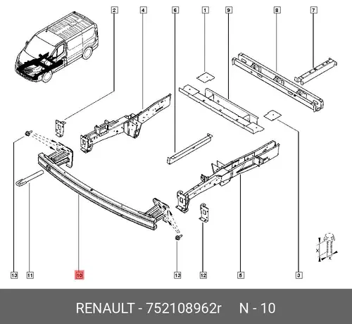 MBR ASSY-FR CROSS, 752108962R RENAULT
