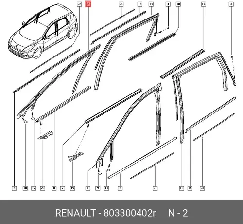 Уплотнитель двери RENAULT 803300402R