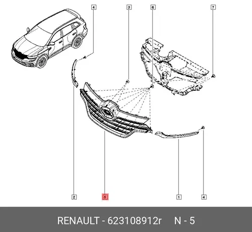 Решетка радиатора RENAULT 623108912R