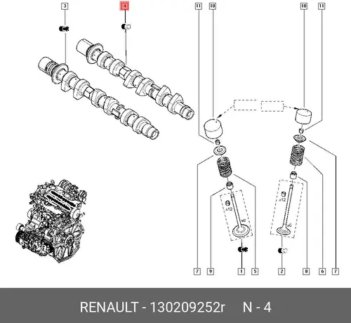 Распредвал RENAULT 130209252R
