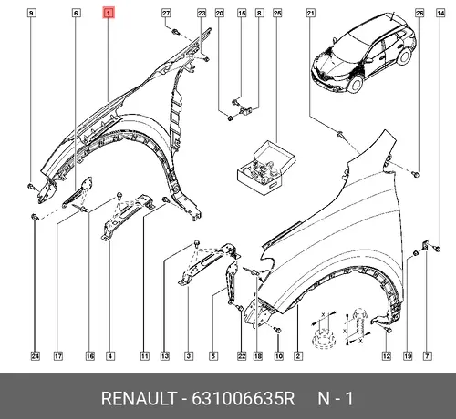 Крыло RENAULT 631006635R