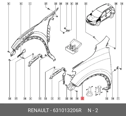 Крыло RENAULT 631013206R