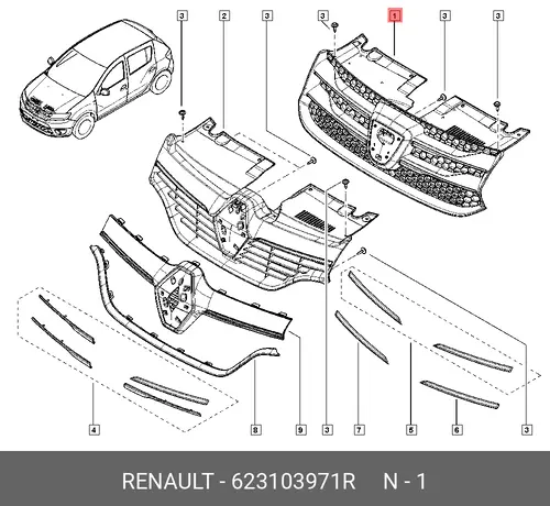 GRILLE-RAD 623103971R RENAULT