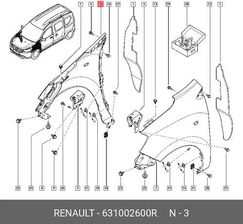 Крыло RENAULT 631002600R