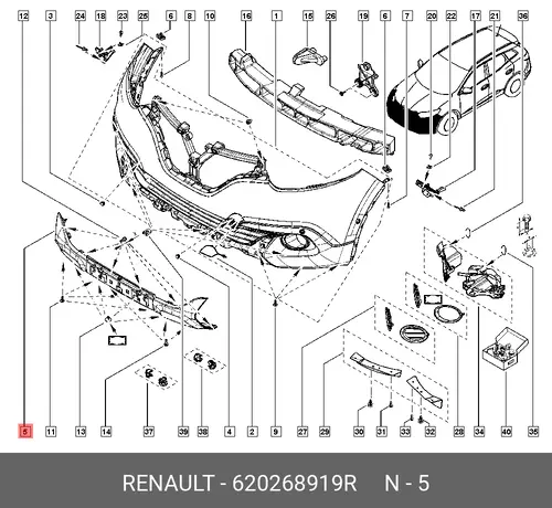 FASCIA-FR BMPR, LW 620268919R RENAULT