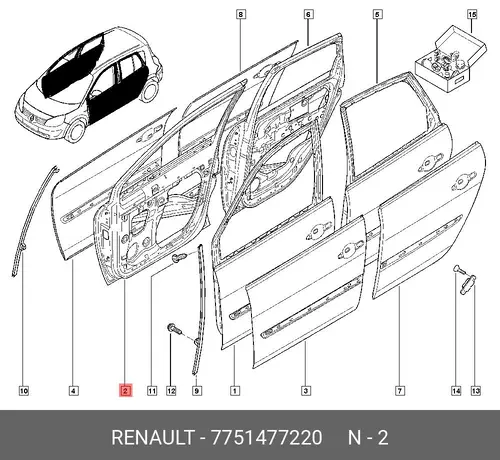 ДВЕРЬ ПЕР ПРАВ 7751477220 RENAULT