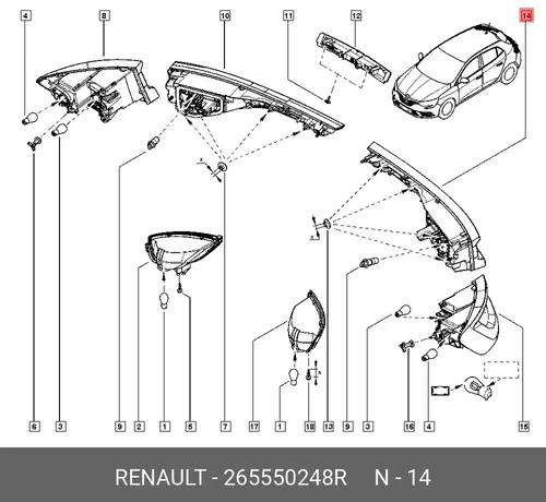 Фара RENAULT 265550248R