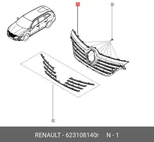 Решетка радиатора RENAULT 623108140R