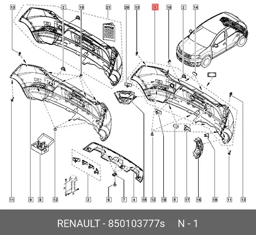  CONSBEPR БАМПЕР ЗАДН (ПЛАС) 850103777S RENAULT