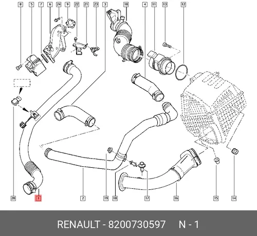 ПАТРУБОК ВОЗД (ПЛА 8200730597 RENAULT