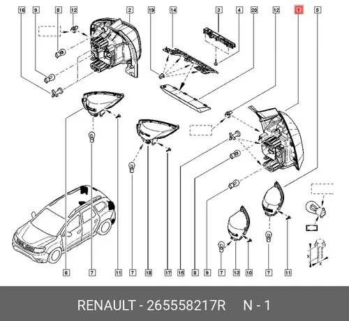 Фонарь задний RENAULT 265558217R