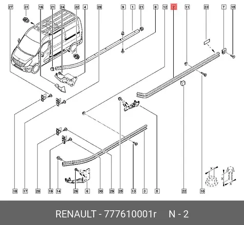 RAIL-LH SLIDE DOOR 777610001R RENAULT