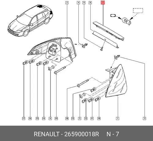Фонарь задний RENAULT 265900018R