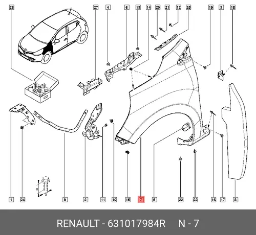 Крыло RENAULT 631017984R