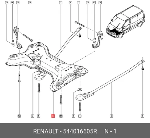 ПОДРАМНИК ПОДВЕСКИ ПЕР (МЕТ) 544016605R RENAULT