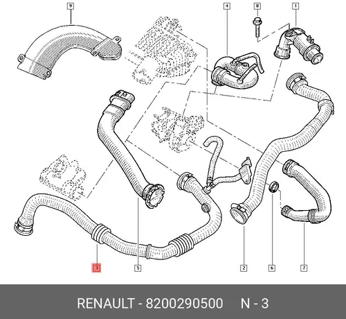 ПАТРУБОК ВОЗДУШНОГ 8200290500 RENAULT