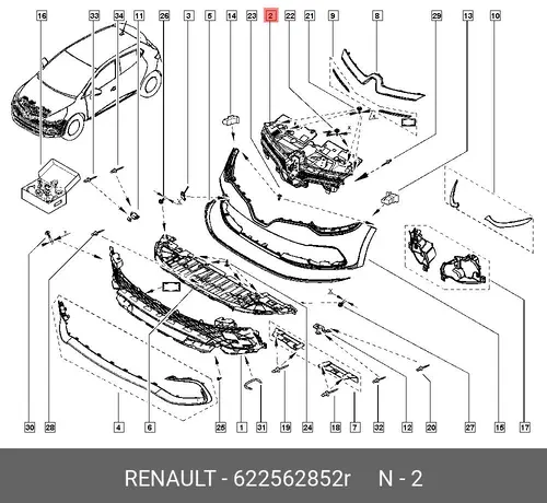 Решетка радиатора RENAULT 622562852R