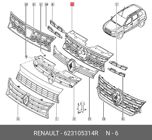Решетка радиатора RENAULT 623105314R
